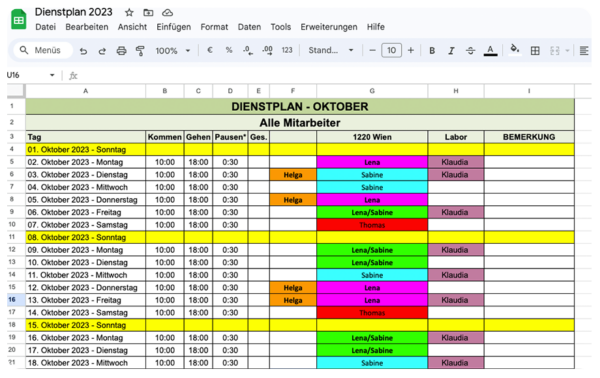 Arbeitszeiterfassung mit Excel