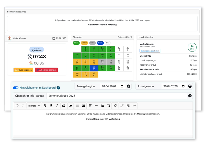 Arbeitszeiterfassung Dashboard